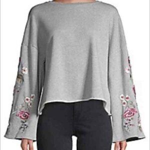 DRIFTWOOD Teddy Embroidered Sleeve Heather Gray Sweatshirt